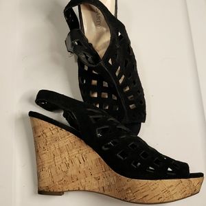 Franco Sarto Black Wedge Sandals